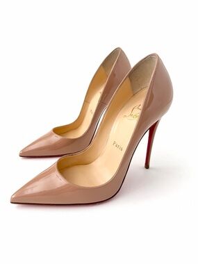 CHRISTIAN LOUBOUTIN | So Kate 120 Nude Patent Leather Pumps Beige Tan EU 37.5